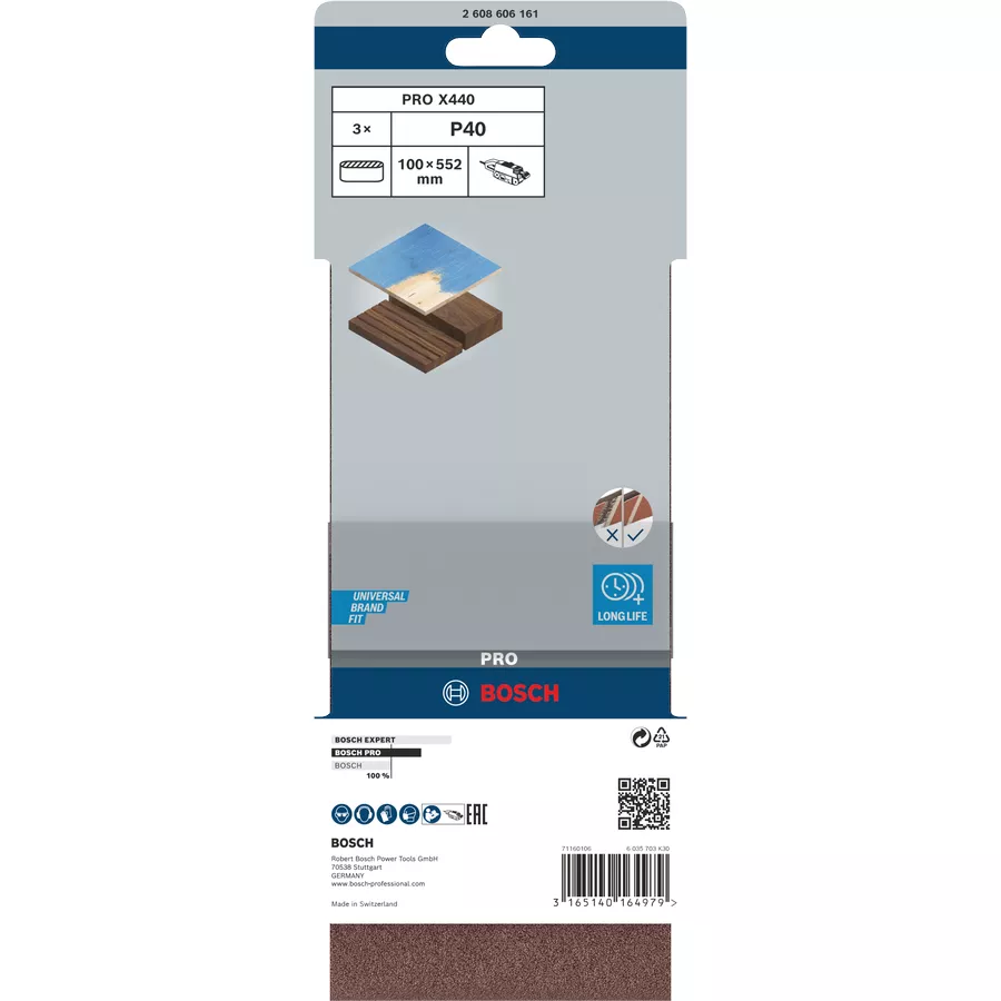 Bande abrasive BOSCH 100x552 mm (lot de 3)